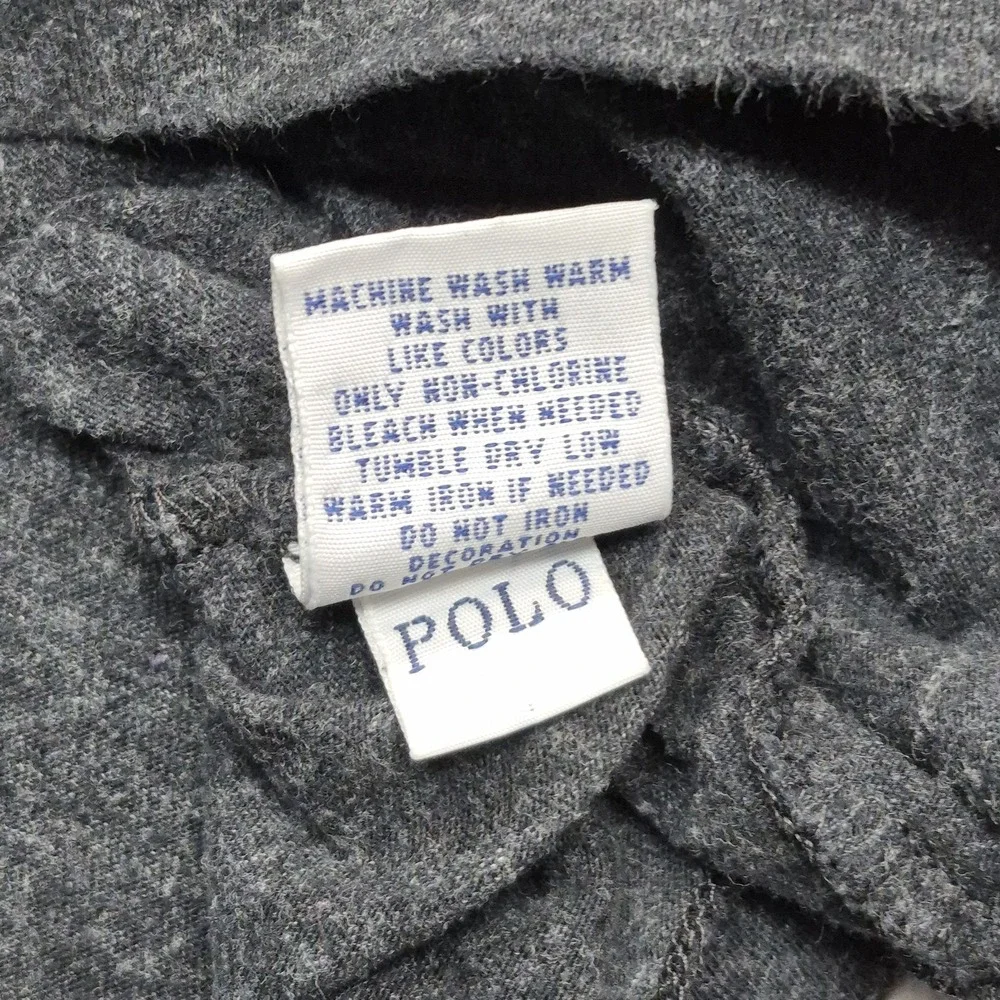 Polo Ralph Lauren Shirt Mens XL Charcoal Gray Cotton V-Neck Long Sleeve EUC